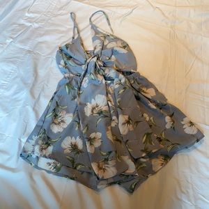 Floral romper tie in front